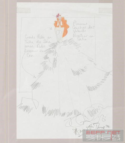 Original pencil sketch with felt tip colouring by John Galliano. Signed and date.jpg